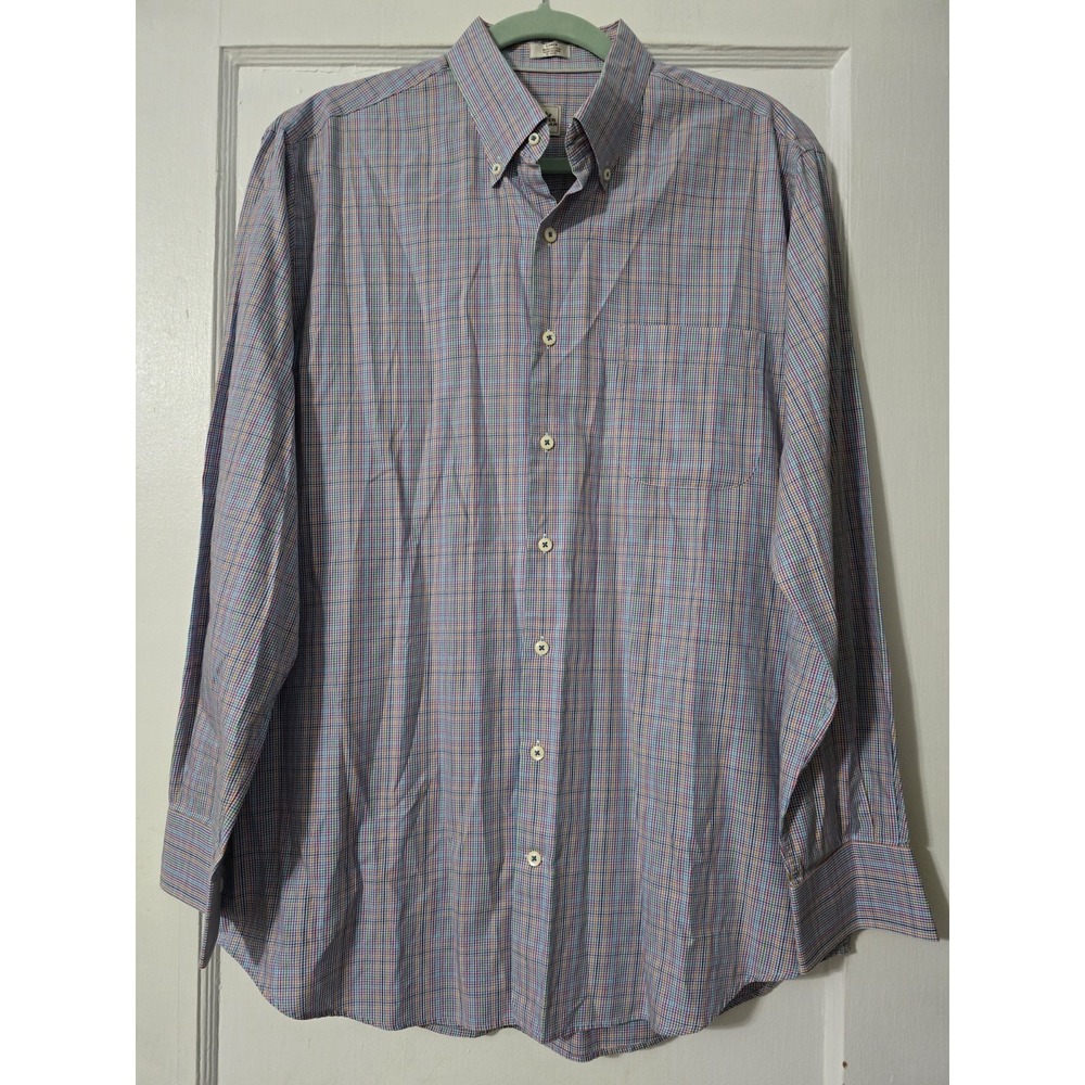 Peter Millar Shirt Mens Large Button‎ Down Cotton Plaid Check Multicolor